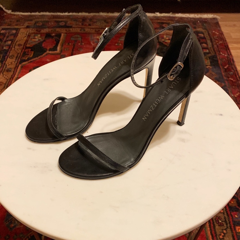 Stuart Weitzman Nudistsong Sandal, Black Leather